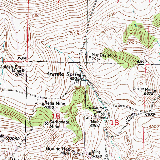 Topographic Map of Argenta Spring, MT