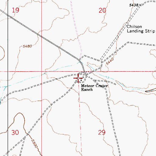 Topographic Map of Meteor Crater Ranch, AZ