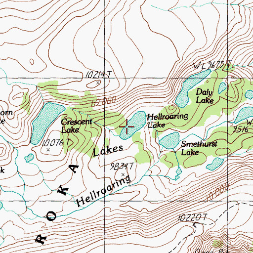 Topographic Map of Hellroaring Lake, MT