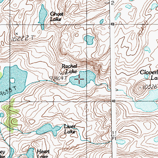 Topographic Map of Rachel Lake, MT