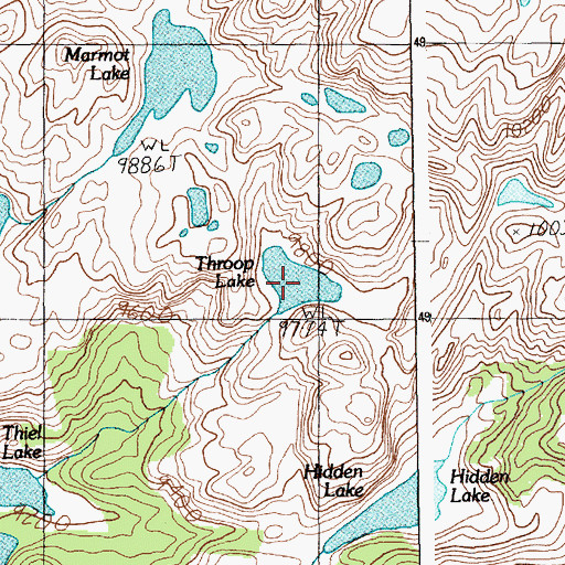 Topographic Map of Throop Lake, MT