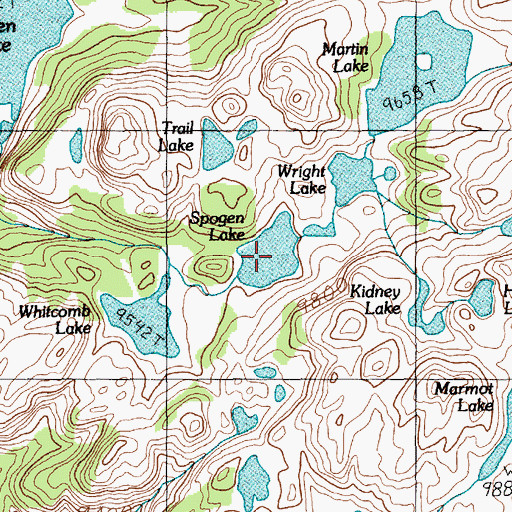 Topographic Map of Spogen Lake, MT