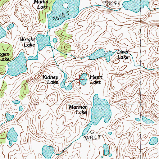 Topographic Map of Heart Lake, MT