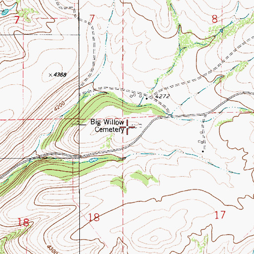 Topographic Map of Big Willow Cemetery, MT