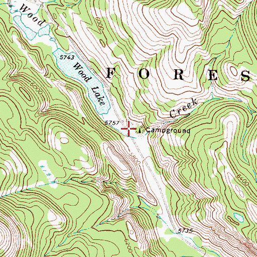 Topographic Map of Wood Lake Campground, MT