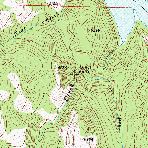 Topographic Map of Lange Falls, MT