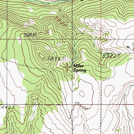 Topographic Map of Miller Spring, MT