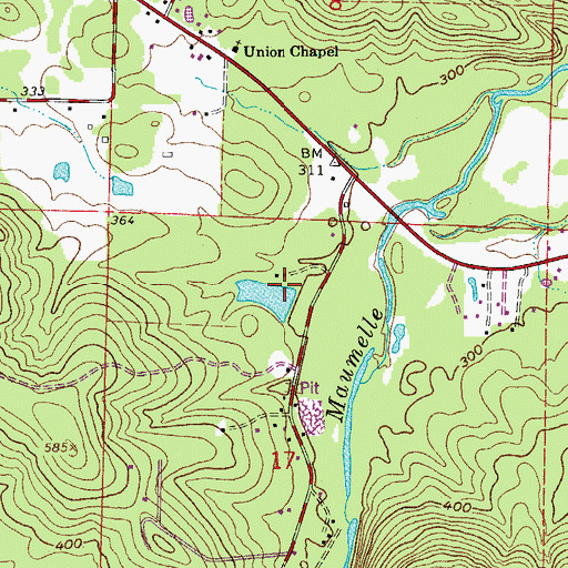 Topographic Map of Dougan Lake Dam, AR