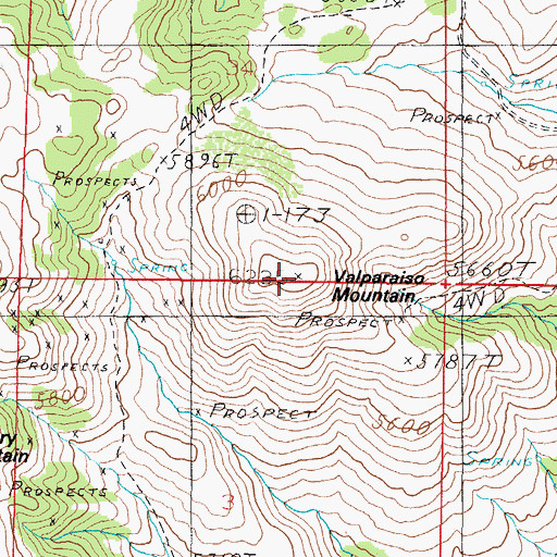 Topographic Map of Valparaiso Mountain, MT