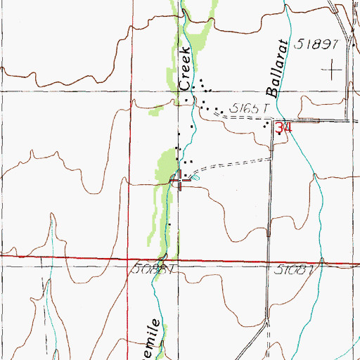 Topographic Map of McGillvary, MT