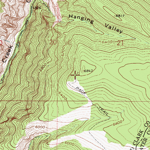 Topographic Map of Hanging Valley National Recreation Trail, MT