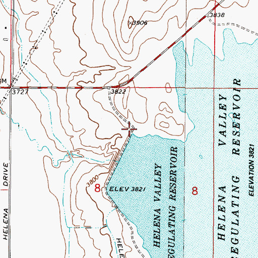 Topographic Map of Regulating Reservoir Fishing Access, MT