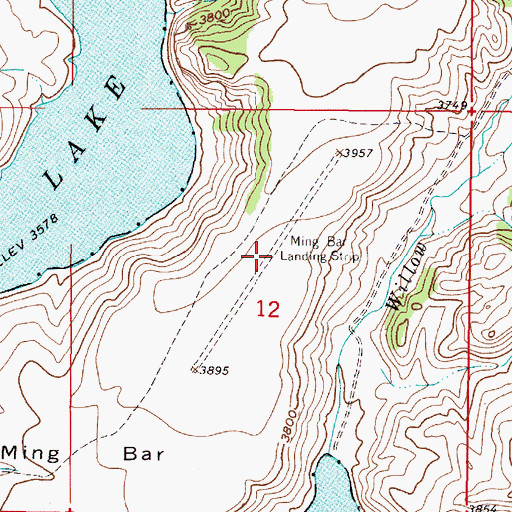 Topographic Map of Ming Bar Landing Strip (historical), MT