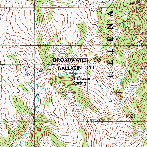 Topographic Map of A Frame Spring, MT