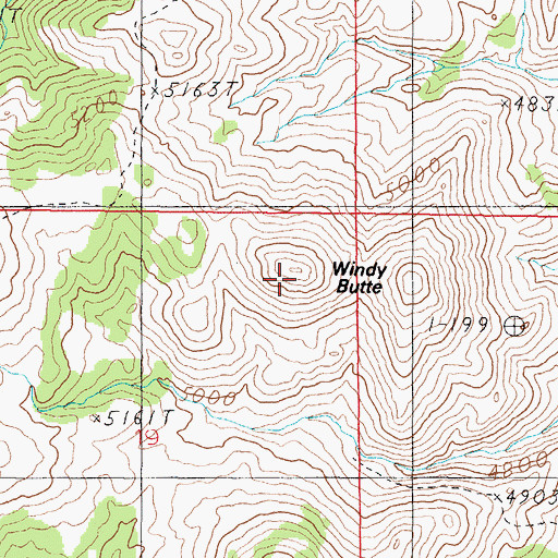 Topographic Map of Windy Butte, MT