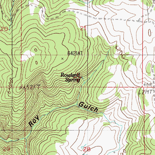 Topographic Map of Rowland Spring, MT