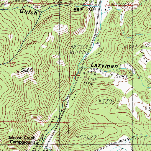 Topographic Map of Tenmile Campground, MT