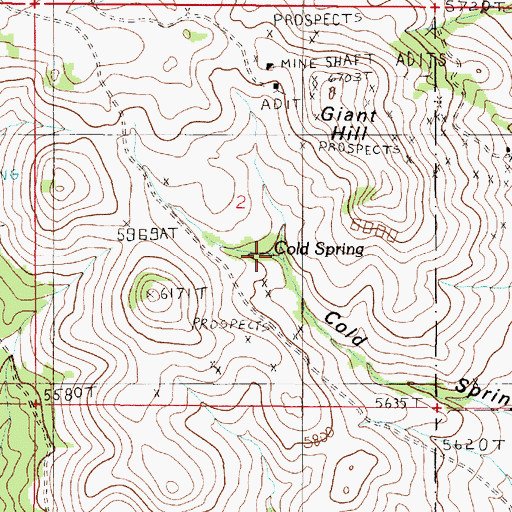 Topographic Map of Cold Spring, MT