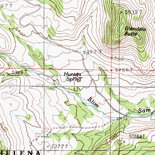 Topographic Map of Hunters Spring, MT