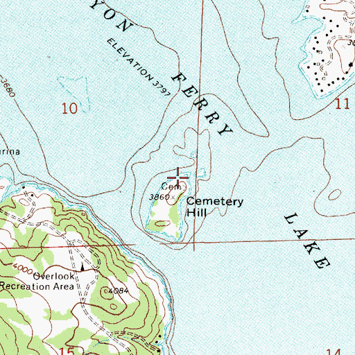 Topographic Map of Cemetery Island Recreation Area, MT