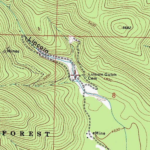 Topographic Map of Lincoln Gulch Cemetery, MT