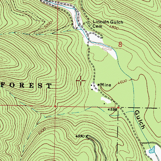 Topographic Map of Site of Old Lincoln, MT
