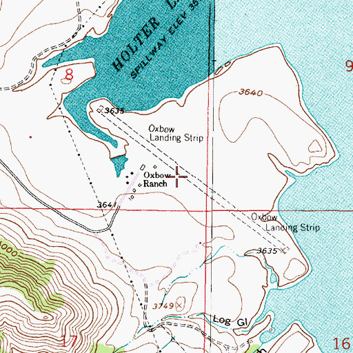 Topographic Map of Oxbow Landing Strip (historical), MT