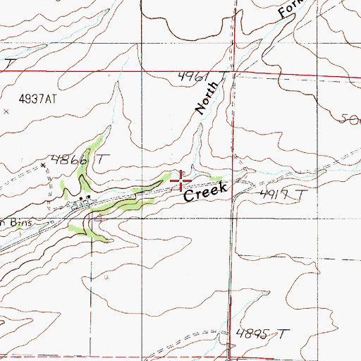 Topographic Map of North Fork Cottonwood Creek, MT
