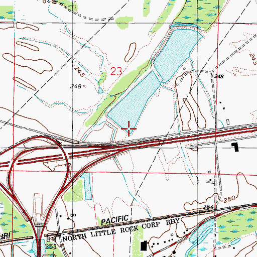 Topographic Map of Harris Lake Dam, AR