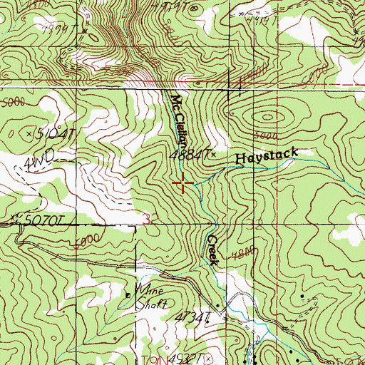 Topographic Map of Haystack Creek, MT
