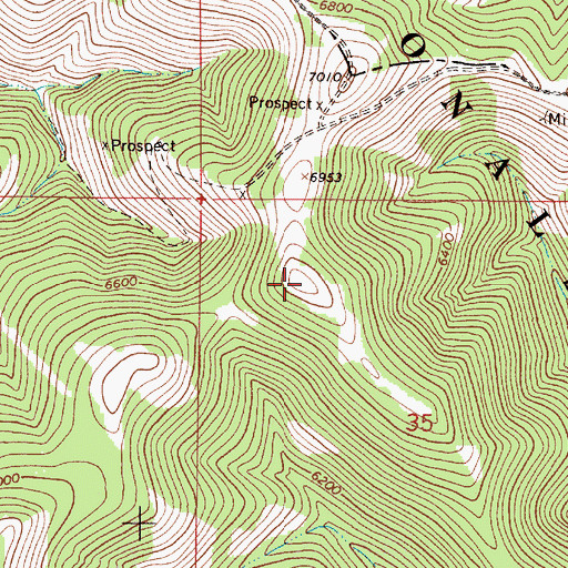 Topographic Map of Cayuse Mountain, MT