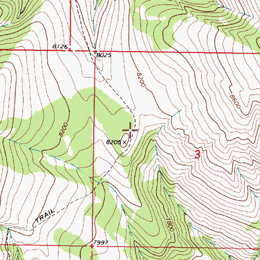 Topographic Map of Ledoford Pass, MT
