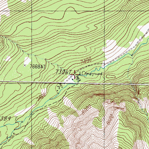 Topographic Map of Canyon Creek Campground, MT