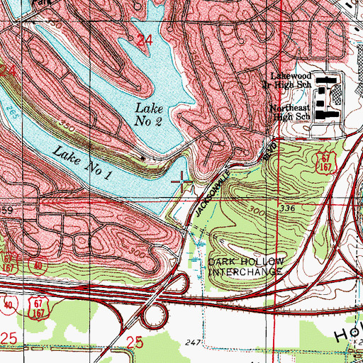 Topographic Map of Lakewood Lake Number One Dam, AR