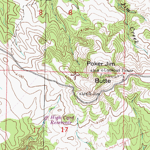 Topographic Map of Poker Jim Picnic Area Recreation Site, MT