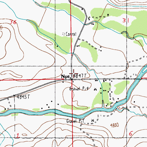 Topographic Map of Buffalo Jump Recreation Site, MT