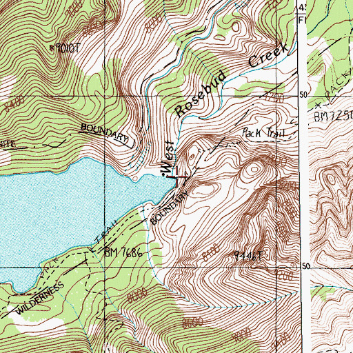 Topographic Map of Montana Power Dam, MT