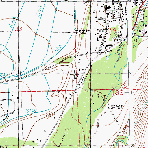 Topographic Map of Red Lodge Ranger Station, MT