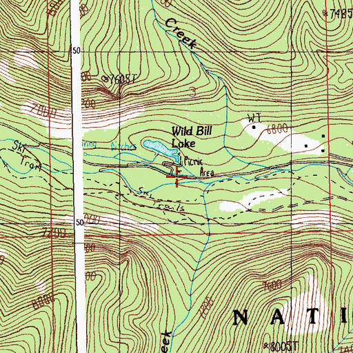 Topographic Map of Wild Bill Lake Campground, MT