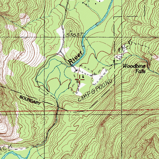 Topographic Map of Woodbine Campground, MT