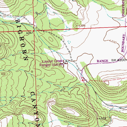 Topographic Map of Layout Creek Ranger Station, MT