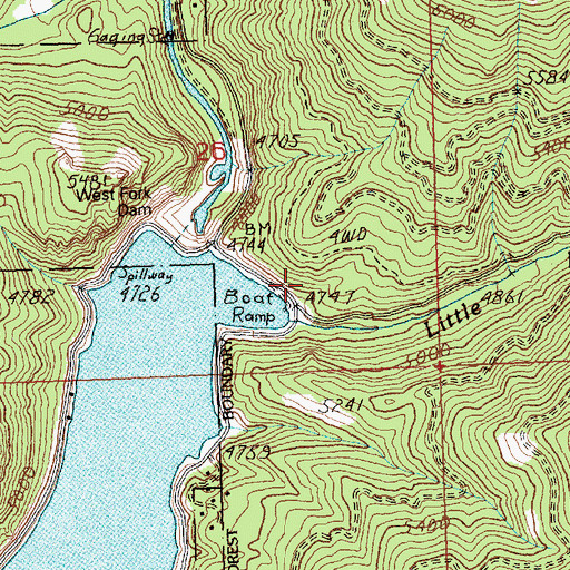 Topographic Map of Little Boulder Bay Campground, MT