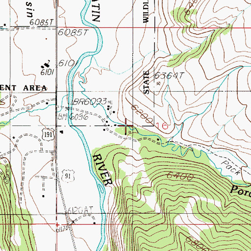 Topographic Map of Porcupine Forest Service Station, MT