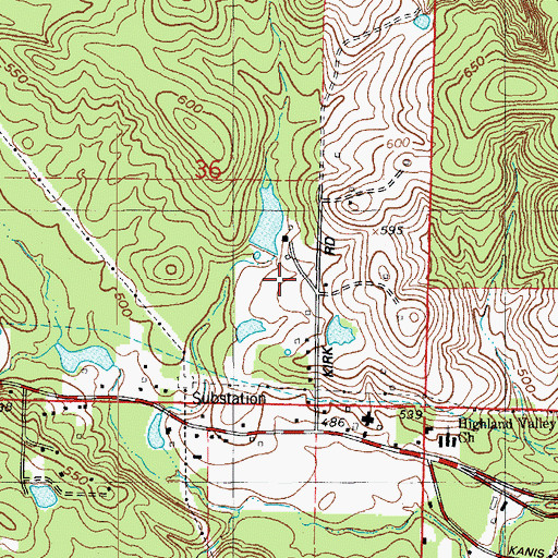 Topographic Map of Kirk Lake Dam, AR