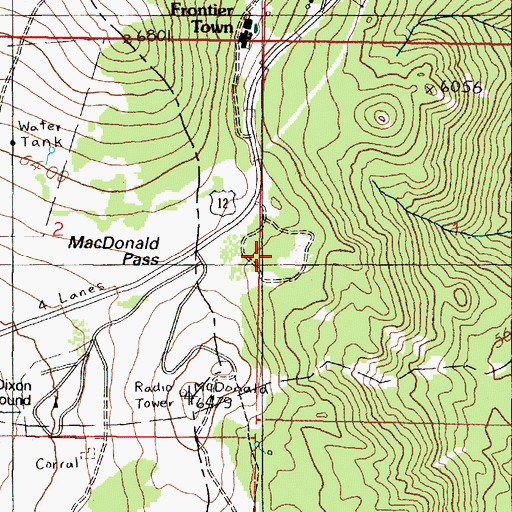 Topographic Map of MacDonald Pass Campground, MT