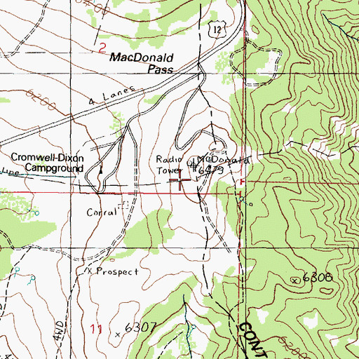Topographic Map of Vista Point of Interest, MT