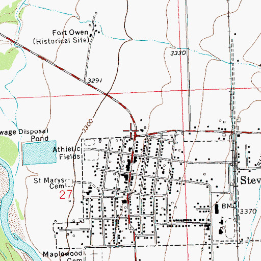 Topographic Map of Stevensvillers Ranger Station, MT