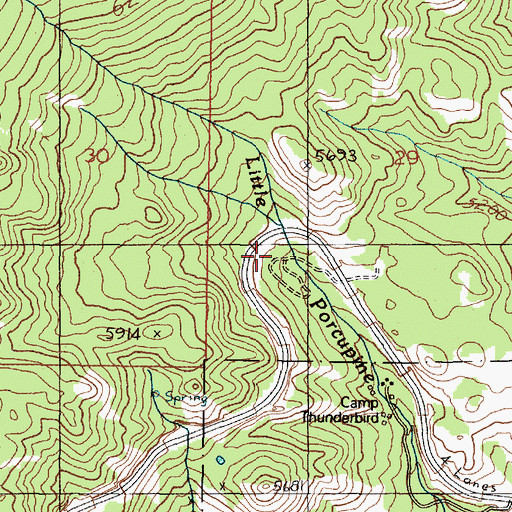 Topographic Map of Porcupine Campground, MT