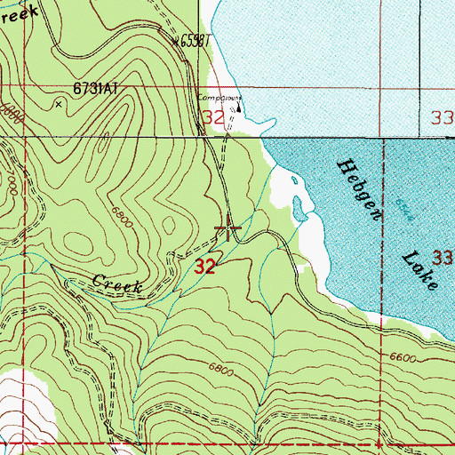 Topographic Map of Cherry Creek Campground, MT