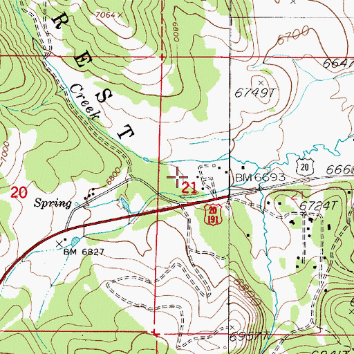 Topographic Map of Mountain Spring Ranch, MT